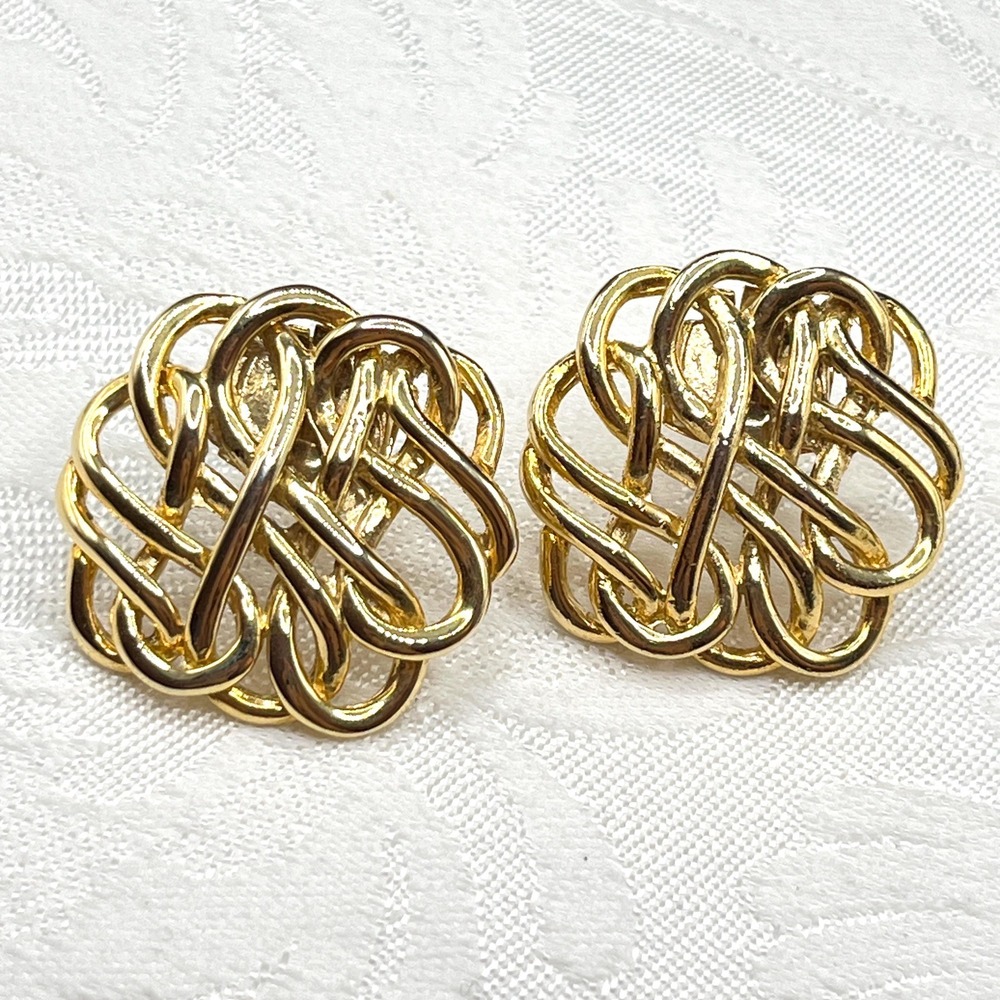 Vintage Gold Tone Coil Swirl Twist Knot Shoe Clips | Comes w/ Gift Box